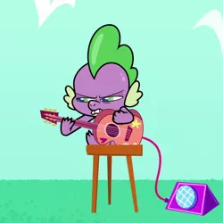 Size: 830x830 | Tagged: safe, derpibooru import, screencap, spike, dragon, my little pony: pony life, spoiler:pony life s02e03, cropped, guitar, image, male, musical instrument, png, solo, the comet section