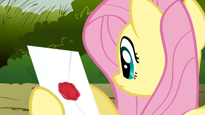 Size: 956x536 | Tagged: safe, derpibooru import, edit, edited screencap, editor:lojo 98, screencap, fluttershy, putting your hoof down, envelope, fluttershy's letter, hoof hold, image, invitation, letter, meme, png, solo, super smash bros., super smash bros. ultimate