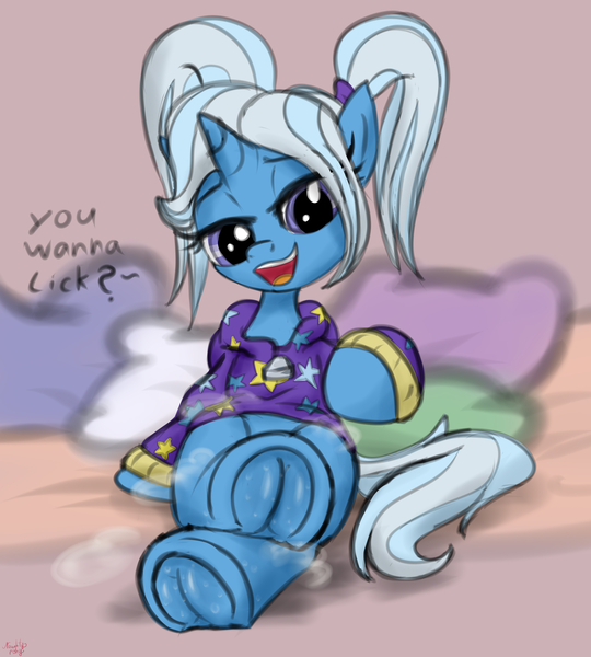 Size: 3600x4000 | Tagged: suggestive, alternate version, artist:littlenaughtypony, derpibooru import, trixie, unicorn, alternate hairstyle, babysitter trixie, clothes, fetish, frog (hoof), hoodie, hoof fetish, image, jpeg, looking at you, sweater, sweaty hooves, underhoof