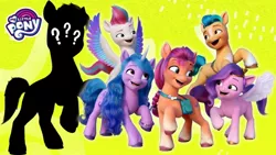 Size: 1280x720 | Tagged: safe, derpibooru import, official, hitch trailblazer, izzy moonbow, pipp petals, sunny starscout, zipp storm, earth pony, pegasus, pony, unicorn, female, g5, image, jpeg, male, mane five (g5), mare, my little pony logo, question mark, stallion, youtube link, youtube thumbnail