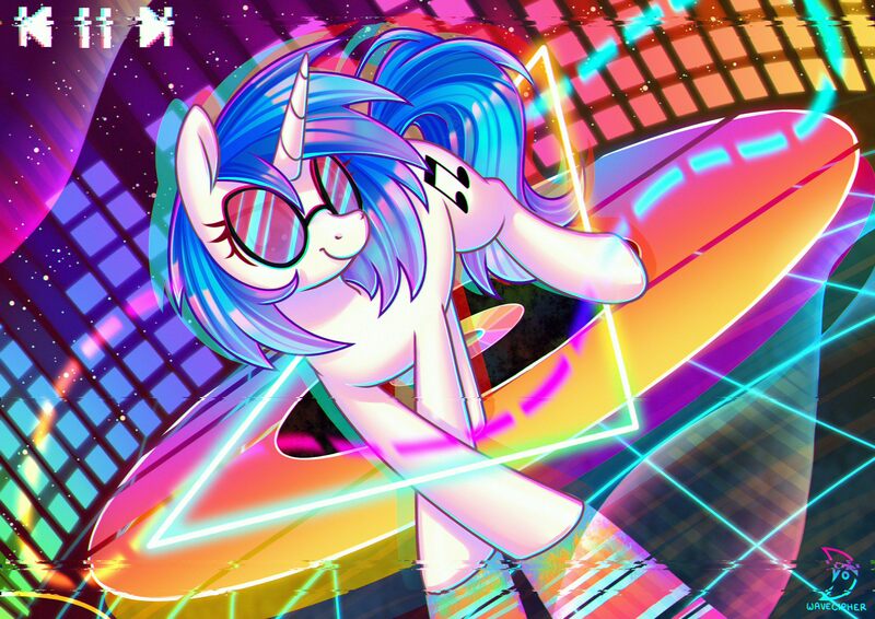 Size: 3508x2480 | Tagged: safe, artist:musicfirewind, derpibooru import, vinyl scratch, pony, unicorn, detailed background, image, jpeg, signature, sunglasses