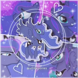 Size: 716x716 | Tagged: safe, derpibooru import, edit, editor:wittleponiez, screencap, princess luna, alicorn, collage, editor, heart, image, jpeg, moon, night, princess, sparkles