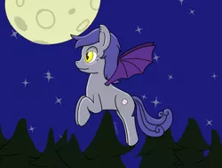 Size: 1914x1452 | Tagged: safe, artist:dzamie, derpibooru import, oc, unofficial characters only, bat pony, pony, bat pony oc, bat wings, colored, cutie mark, digital art, female, flying, glowing eyes, image, mare, moon, newbie artist training grounds, night, png, solo, stars, tree, wings