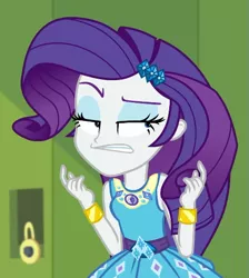 Size: 493x551 | Tagged: safe, derpibooru import, screencap, rarity, equestria girls, equestria girls series, holidays unwrapped, spoiler:eqg series (season 2), cropped, dreamworks face, female, frown, gritted teeth, image, lidded eyes, o come all ye squashful, png, rarity is not amused, solo, unamused