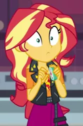 Size: 569x857 | Tagged: safe, derpibooru import, screencap, sunset shimmer, equestria girls, equestria girls series, holidays unwrapped, spoiler:eqg series (season 2), cropped, image, png, saving pinkie's pie, solo