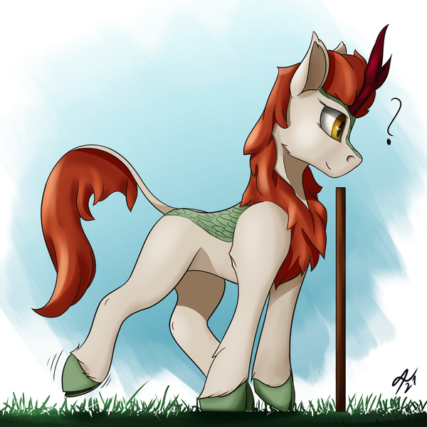 Size: 2160x2160 | Tagged: safe, artist:tenebrisnoctus, derpibooru import, autumn blaze, kirin, female, image, png, question mark, solo