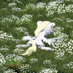 Size: 1992x1992 | Tagged: safe, derpibooru import, derpy hooves, pegasus, 3d, album cover, album parody, derpy being derpy, field, flower, grass, image, lying down, nurture, parody, png, porter robinson, solo, source filmmaker