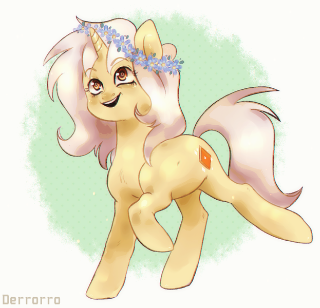 Size: 930x895 | Tagged: safe, artist:derrorro, derpibooru import, oc, unofficial characters only, unicorn, commission, floral head wreath, flower, image, pink mane, png, solo