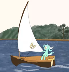 Size: 1280x1332 | Tagged: safe, artist:addelum, derpibooru import, lyra heartstrings, unicorn, atg 2021, image, newbie artist training grounds, ocean, png, sailboat, sailing, solo