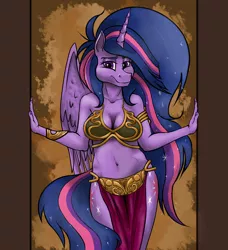 Size: 1280x1403 | Tagged: suggestive, artist:borsch-zebrovich, derpibooru import, twilight sparkle, alicorn, anthro, the last problem, image, jpeg, older, older twilight, princess twilight 2.0, slave leia outfit, star wars, twilight sparkle (alicorn)