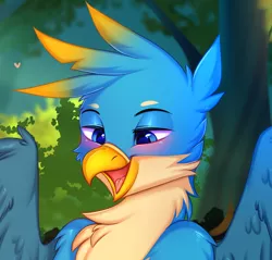 Size: 1182x1129 | Tagged: suggestive, artist:pesty_skillengton, derpibooru import, gallus, gryphon, cropped, cropped porn, cute, image, open mouth, png, solo