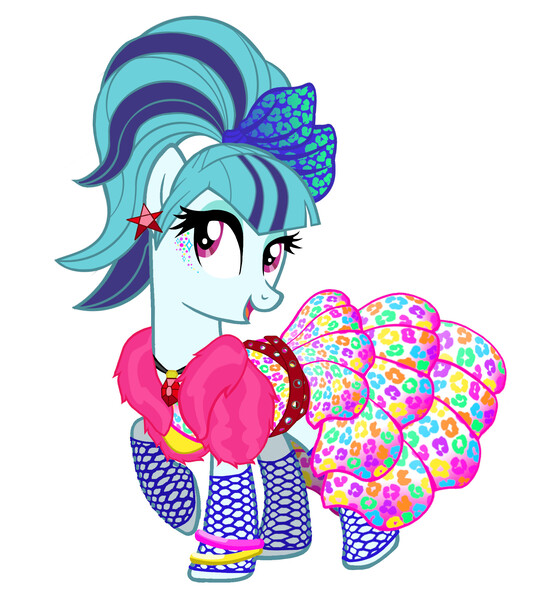 Size: 2028x2202 | Tagged: safe, artist:mylittlepastafarian, derpibooru import, sonata dusk, ponified, earth pony, pony, alternate hairstyle, bracelet, clothes, disguise, disguised siren, ear piercing, earring, equestria girls ponified, eyeshadow, feather boa, female, fishnets, gem, image, jewelry, jpeg, makeup, mare, open mouth, piercing, simple background, siren gem, skirt, solo, white background