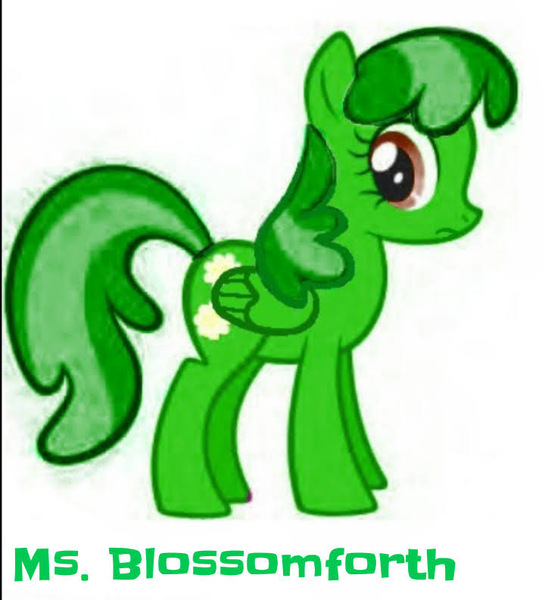 Size: 720x793 | Tagged: safe, derpibooru import, edit, oc, oc:miss blossomforth, unofficial characters only, pegasus, pony, fanfic:rainbow factory, rainbow dash presents, 2009, captain hook the biker gorilla, fanfic art, female, flower, image, jpeg, mare, not cheerilee, recolor, show bible, solo, wings