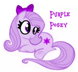 Size: 720x672 | Tagged: safe, artist:lauren faust, derpibooru import, edit, editor:pagiepoppie12345, oc, oc:purple posey, earth pony, pony, bow, hair bow, image, jpeg, lying down, needs more jpeg, prone, recolor, simple background, smiling, solo, the power-up ponies, white background
