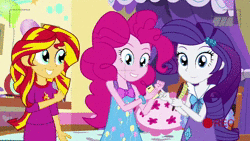 Size: 1280x720 | Tagged: safe, artist:amante56, derpibooru import, fluttershy, pinkie pie, rarity, sunset shimmer, equestria girls, '90s, 2015, animated, bedroom, brush, clothes, equestria spice girls, hairbrush, hand on hip, image, lip sync, mobile phone, pajamas, phone, singing, spice girls, spoon, wannabe, webm, youtube link