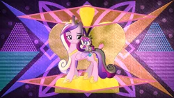 Size: 3840x2160 | Tagged: safe, artist:laszlvfx, artist:rustle-rose, derpibooru import, edit, princess cadance, pony, my little pony: pony life, image, png, ponies riding ponies, riding, self ponidox, wallpaper, wallpaper edit