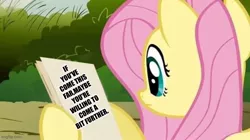 Size: 720x404 | Tagged: safe, derpibooru import, edit, edited screencap, screencap, fluttershy, pegasus, pony, putting your hoof down, exploitable meme, female, image, jpeg, meme, paper, solo, template, the shawshank redemption