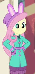 Size: 260x553 | Tagged: safe, derpibooru import, screencap, fluttershy, equestria girls, equestria girls series, holidays unwrapped, spoiler:eqg series (season 2), blizzard or bust, cropped, image, png, solo