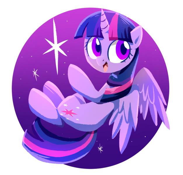 Size: 2300x2200 | Tagged: safe, artist:ce2438, derpibooru import, twilight sparkle, alicorn, pony, image, lineless, png, purple, smiling, solo, stars