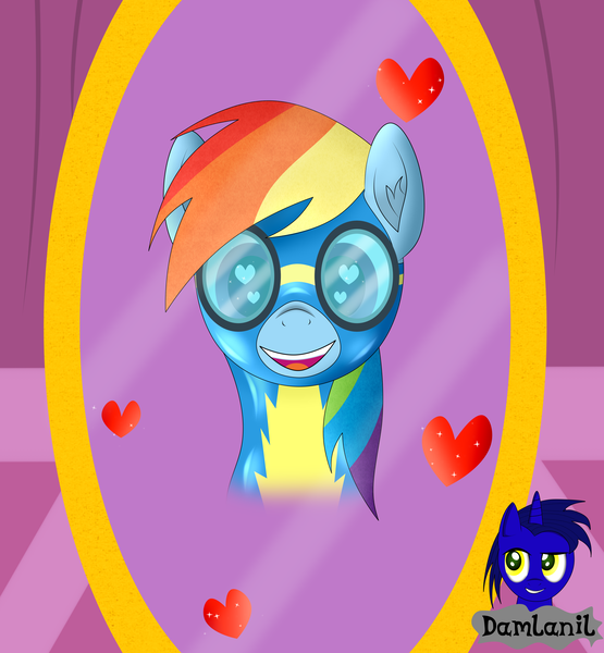 Size: 3840x4154 | Tagged: safe, artist:damlanil, derpibooru import, rainbow dash, pegasus, pony, blushing, carousel boutique, catsuit, clothes, comic, cute, dashabetes, female, happy, heart, heart eyes, image, latex, latex suit, looking at you, mare, mirror, open mouth, png, rubber, shine, shiny, simple background, smiling, solo, suit, text, uniform, vector, wingding eyes, wings, wonderbolts, wonderbolts uniform