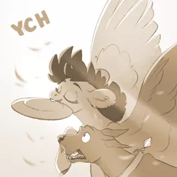 Size: 1024x1024 | Tagged: safe, artist:28gooddays, derpibooru import, oc, dog, pegasus, pony, commission, image, monochrome, png, ych example, ych sketch, your character here