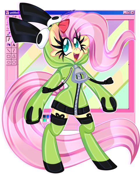 Size: 1280x1595 | Tagged: safe, artist:ladylullabystar, derpibooru import, fluttershy, pegasus, pony, semi-anthro, antonymph, bipedal, cheek fluff, clothes, cosplay, costume, cute, fluttgirshy, hoodie, image, kigurumi, open mouth, png, shyabetes, simple background, transparent background, vylet pony