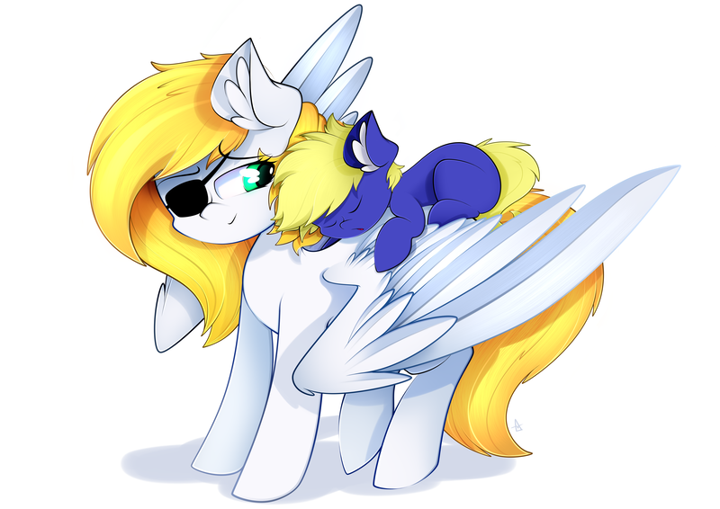 Size: 4093x2894 | Tagged: safe, artist:ahekao, derpibooru import, oc, oc:swift wing, earth pony, pegasus, pony, commission, cute, duo, female, image, large wings, male, png, sleeping, wings