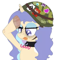 Size: 800x806 | Tagged: safe, artist:basemaker, artist:midnightamber, derpibooru import, oc, oc:mish-mash, unofficial characters only, alicorn, pony, :p, ace of spades, alicorn oc, army helmet, base used, camouflage, collar, derp, eyeshadow, female, food, freckles, heart, helmet, horn, image, makeup, mare, markings, multicolored hair, playing card, png, pocky, simple background, solo, stars, sticker, tongue out, transparent background, unshorn fetlocks, uwu, wings