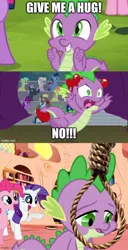 Size: 500x979 | Tagged: semi-grimdark, derpibooru import, fancypants, pinkie pie, princess luna, rarity, spike, thunderlane, alicorn, dragon, earth pony, pegasus, unicorn, horse play, it ain't easy being breezies, abuse, female, food, image, implied hanging, jpeg, laughing, male, noose, op is a duck, op is trying to start shit so badly that it's kinda funny, op isn't even trying anymore, rope, sad, smiling, spikeabuse, suicide, tomato, tomatoes