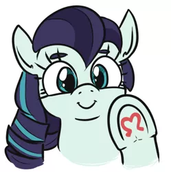 Size: 404x406 | Tagged: safe, artist:jargon scott, derpibooru import, coloratura, earth pony, pony, bust, cute, female, hoofsies, image, looking at you, mare, png, rara, rarabetes, simple background, solo, underhoof, white background