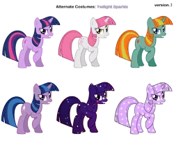 Size: 3100x2500 | Tagged: safe, artist:pika-robo, derpibooru import, firecracker burst, lovestruck, twilight sparkle, twilight twinkle, pony, unicorn, fighting is magic, 2009, blind bag, female, image, mare, palette swap, png, raised hoof, recolor, show bible, simple background, sparkles, stars, toy, transparent background, unicorn twilight, vector