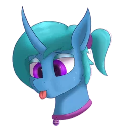 Size: 2000x2000 | Tagged: safe, artist:lightnys, derpibooru import, oc, oc:lightning star, unofficial characters only, pony, unicorn, bust, collar, eyeshadow, image, makeup, male, png, ponytail, portrait, simple background, solo, solo male, tongue out, transparent background