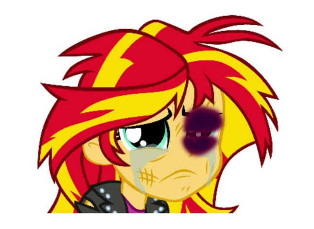 Size: 646x471 | Tagged: grimdark, derpibooru import, edit, sunset shimmer, equestria girls, abuse, abuse edit, image, jpeg, sad, shimmerbuse, solo, sunsad shimmer