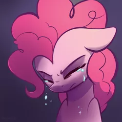 Size: 2048x2048 | Tagged: safe, artist:pfeffaroo, derpibooru import, pinkie pie, earth pony, pony, bust, crying, eyes closed, image, png, portrait, sad, simple background, solo, teary eyes