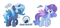 Size: 5980x2800 | Tagged: safe, artist:starflightsparkleyt, derpibooru import, oc, oc:crystal flower, oc:nyx, oc:snowdrop, oc:snowy storm, unofficial characters only, alicorn, pony, female, image, magical lesbian spawn, mare, offspring, parent:oc:nyx, parent:oc:snowdrop, parents:oc x oc, parents:snownyx, png, ponies riding ponies, pony hat, riding, simple background, snowdrop riding nyx, transparent background