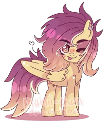 Size: 903x1056 | Tagged: safe, artist:maiii-san, derpibooru import, oc, unofficial characters only, pegasus, pony, :p, base used, blushing, ear piercing, earring, eyebrows, eyebrows visible through hair, image, jewelry, looking at you, one eye closed, pegasus oc, piercing, png, simple background, smiling, smiling at you, solo, tongue out, transparent background, wings, wink, winking at you