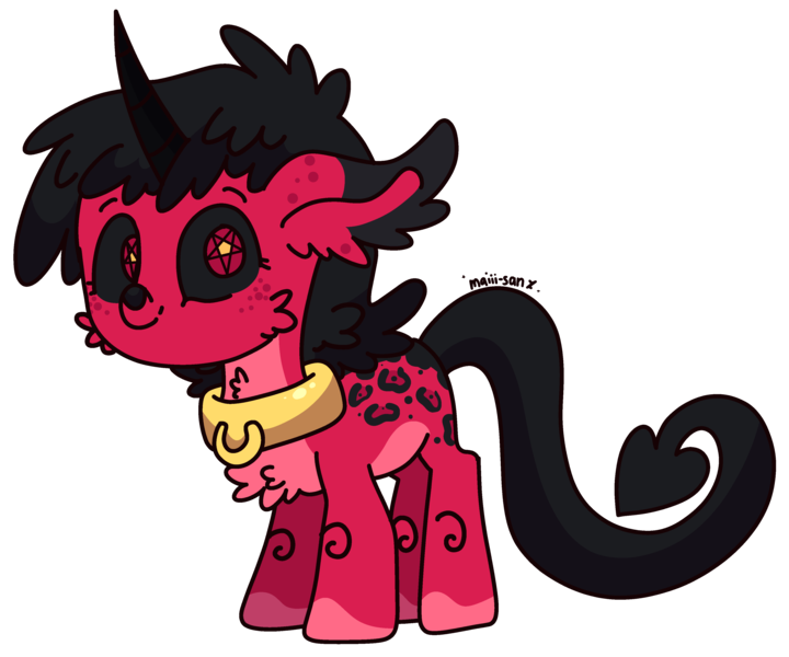 Size: 3757x3130 | Tagged: safe, artist:maiii-san, derpibooru import, oc, unofficial characters only, pony, unicorn, chest fluff, collar, horn, image, png, signature, simple background, smiling, solo, transparent background, unicorn oc, wingding eyes