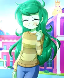 Size: 1784x2163 | Tagged: safe, alternate version, artist:the-butch-x, derpibooru import, wallflower blush, equestria girls, blushing, clothes, crying, eyes closed, female, image, png, smiling, solo, tears of joy, teary eyes