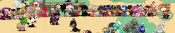 Size: 2012x389 | Tagged: safe, derpibooru import, apple bloom, derpy hooves, pinkie pie, insect, ladybug, pony, pony town, bread, food, image, line, lots of characters, png