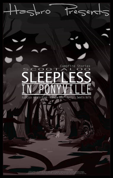 Size: 712x1122 | Tagged: safe, artist:pims1978, derpibooru import, scootaloo, sleepless in ponyville, everfree forest, glowing eyes, image, jpeg, movie poster, poster