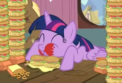 Size: 764x526 | Tagged: safe, derpibooru import, edit, screencap, coco crusoe, twilight sparkle, twilight sparkle (alicorn), alicorn, pony, twilight time, animated, burger, cute, eating, eyes closed, female, food, hay burger, herbivore, image, ketchup, loop, majestic as fuck, male, mare, messy, messy eating, onion horseshoes, png, puffy cheeks, sauce, that pony sure does love burgers, twilight burgkle, twilight slobble