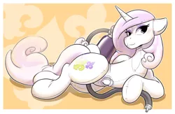 Size: 3900x2550 | Tagged: suggestive, artist:helixjack, derpibooru import, fleur-de-lis, inflatable pony, original species, pony, pooltoy pony, unicorn, air valve, butt, cutie mark, cutie mark background, draw me like one of your french girls, ears, eyeshadow, female, floppy ears, gas tank, high res, hose, image, implied transformation, inanimate tf, inflatable, latex, latex skin, lidded eyes, looking at you, makeup, mare, plot, png, pool toy, seams, shiny, simple background, solo, this will end in inflation, transformation, valve, yellow background