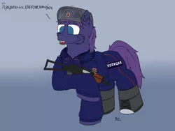 Size: 4000x3000 | Tagged: safe, artist:donnik, derpibooru import, oc, oc:wolf herbst, pony, clothes, cyrillic, gun, image, png, police uniform, russian, solo, uniform, weapon