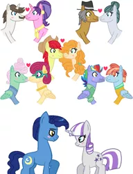 Size: 702x914 | Tagged: safe, artist:harmonyguard, derpibooru import, bow hothoof, bright mac, cloudy quartz, cookie crumbles, gentle breeze, hondo flanks, igneous rock pie, night light, pear butter, posey shy, twilight velvet, windy whistles, brightbutter, cookieflanks, female, image, male, nightvelvet, png, quartzrock, shipping, shys, straight, windyhoof