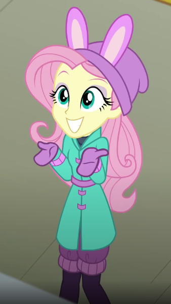 Size: 357x633 | Tagged: safe, derpibooru import, screencap, fluttershy, equestria girls, equestria girls series, holidays unwrapped, spoiler:eqg series (season 2), blizzard or bust, cropped, image, png, solo