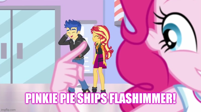 Size: 800x448 | Tagged: safe, derpibooru import, edit, edited screencap, screencap, flash sentry, pinkie pie, sunset shimmer, do it for the ponygram!, equestria girls, equestria girls series, spoiler:eqg series (season 2), caption, female, flashimmer, image, image macro, jpeg, male, shipping, straight, text