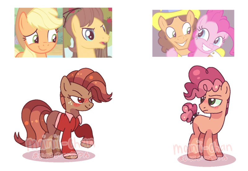 Size: 1263x875 | Tagged: safe, artist:maiii-san, derpibooru import, oc, earth pony, pony, clothes, earth pony oc, female, hat, image, looking back, male, mare, offspring, parent:applejack, parent:caramel, parent:cheese sandwich, parent:pinkie pie, parents:carajack, parents:cheesepie, png, screencap reference, side hug, simple background, stallion, straight, transparent background