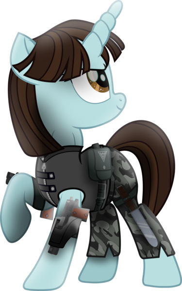 Size: 1966x3145 | Tagged: safe, artist:lincolnbrewsterfan, derpibooru import, oc, oc:tanya adams, ponified, unofficial characters only, pony, unicorn, my little pony: the movie, .svg available, allied nations, bag, belt, belt buckle, bobcut, camouflage, clothes, derpibooru exclusive, determined, determined face, determined look, determined smile, dual wield, female, gun, handgun, high res, holster, horn, image, inkscape, inspired by another artist, jacket, knife, logo, looking up, m1911, mare, movie accurate, neck line, pants, pistol, png, pocketknife, pose, raised hoof, red alert, red alert 2, saddle bag, simple background, smiling, solo, straps, transparent background, unicorn oc, vector, weapon, zipper