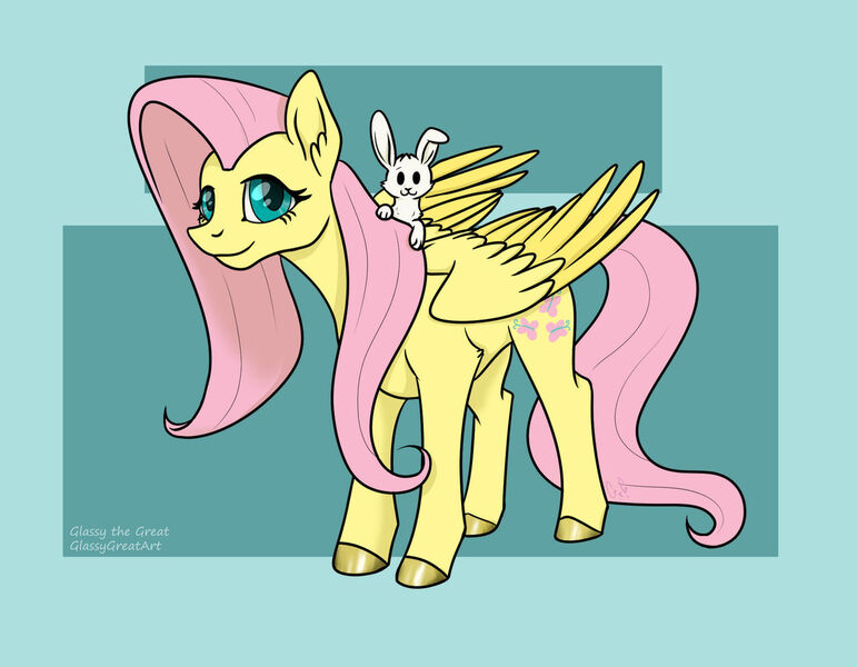 Size: 1280x996 | Tagged: safe, artist:glassygreatart, derpibooru import, angel bunny, fluttershy, pegasus, pony, rabbit, animal, duo, female, image, jpeg, male, mare