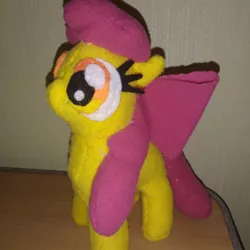 Size: 1080x1080 | Tagged: safe, artist:jbond, derpibooru import, apple bloom, earth pony, pony, bow, female, filly, handmade, image, irl, jpeg, mane bow, photo, plushie, solo